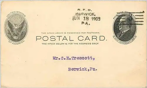 Lettre Cover Etats-Unis Mc Kinley 1903 for Berwick 1903