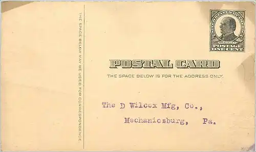 Lettre Cover Etats-Unis for Mechanicsburg