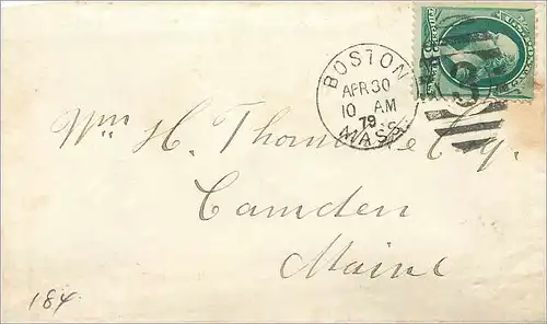 Lettre Cover Etats-Unis 3c Boston 1879