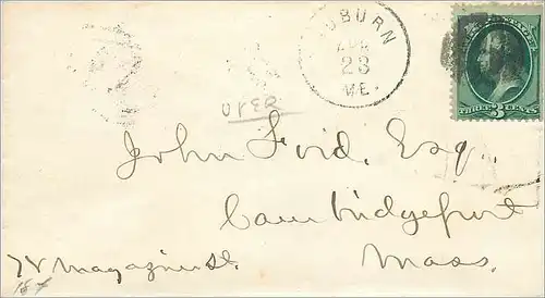 Lettre Cover Etats-Unis Auburn 3c for Mass