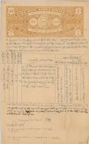 Inde India Fiscal Revenue Court Fee Princely State Cochin