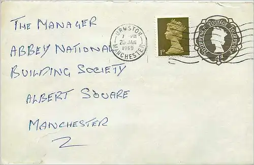 Entier Postal Stationary  4d + 1d Urmston 1971