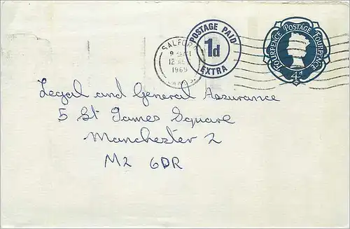 Entier Postal Stationary  4d Salford 1969