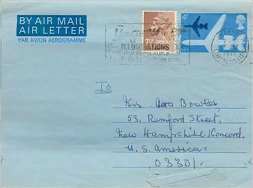 Entier Postal Stationary 6p Aerogram for Concord 1968 Leicester