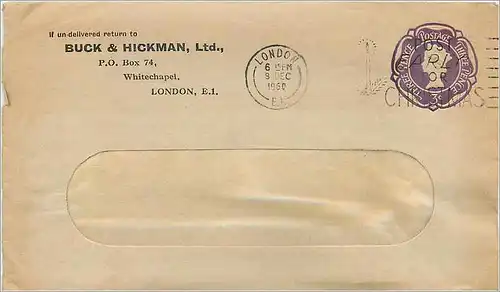 Entier Postal Stationary 3c London Buck & Hickman London