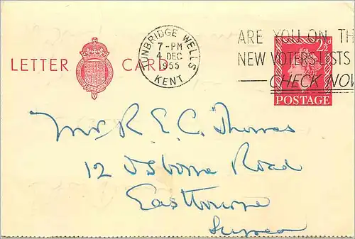 Entier Postal Stationary 2 1/2d Turnbridge Wells