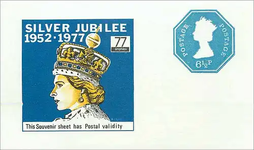 Entier Postal Stationary Machin 6 1/2p Silver Jubilee 1952 1977