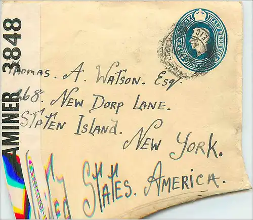 Entier Postal Stationary 2 1/2d Censored for USA