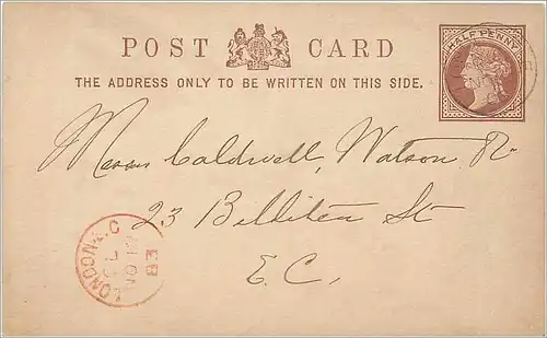 Entier Postal Postal Stationary Grande Bretagne Great Britain 1/2p London