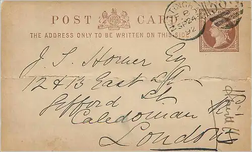 Entier Postal Postal Stationary Grande Bretagne Great Britain 1/2p Nottingham for London 1892