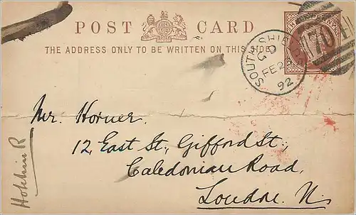 Entier Postal Postal Stationary Grande Bretagne Great Britain South Shield 1892