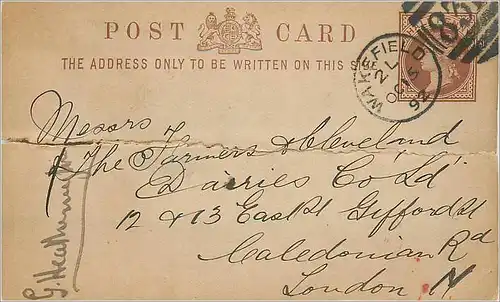 Entier Postal Postal Stationary Grande Bretagne Great Britain Wakefield 1892