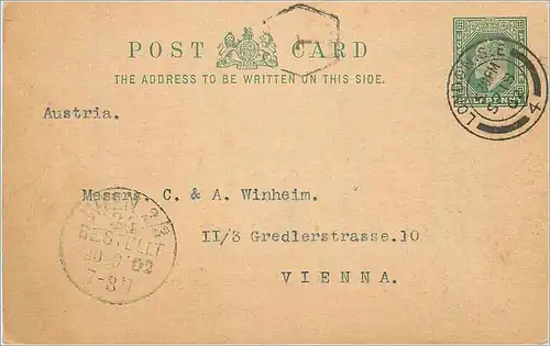 Entier Postal Stationary 1/2p London for Vienna