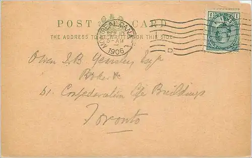 Entier Postal Stationary 1c Montreal for Toronto 1906