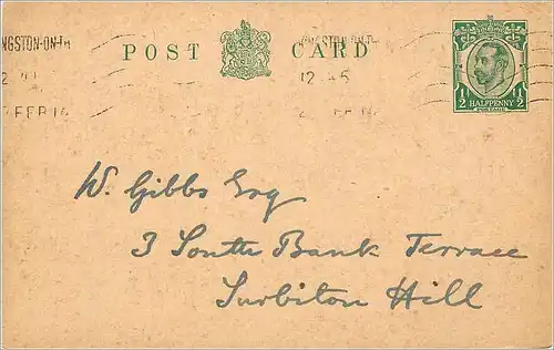 Entier Postal Stationary 1/2p