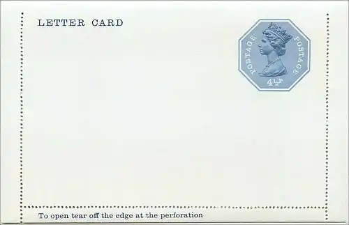 Entier Postal Postal Stationary Grande Bretagne Great Britain 4 1/2p Machin