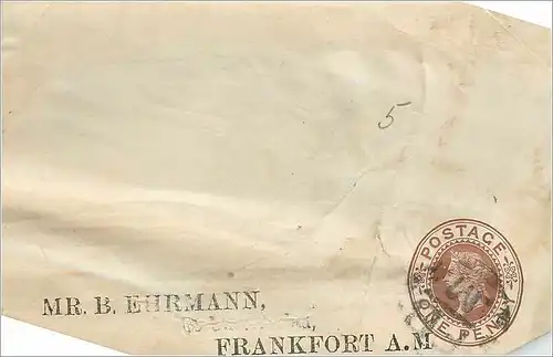 Entier Postal Postal Stationary Grande Bretagne Great Britain 1p for Franfurt