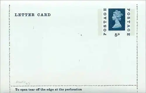 Entier Postal Postal Stationary Grande Bretagne Great Britain 5d Machin