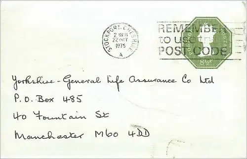 Entier Postal Postal Stationary Grande Bretagne Great Britain Machin Stockport 1976