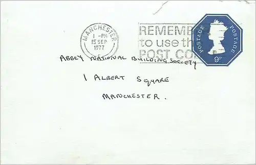 Entier Postal Postal Stationary Grande Bretagne Great Britain Machin Manchester 1977