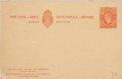 Entier Postal Postal Stationary Grande Bretagne Great Britain