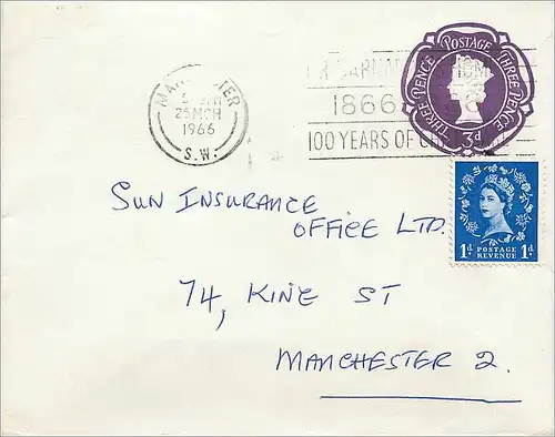 Entier Postal Postal Stationary Grande Bretagne Great Britain Manchester 1966