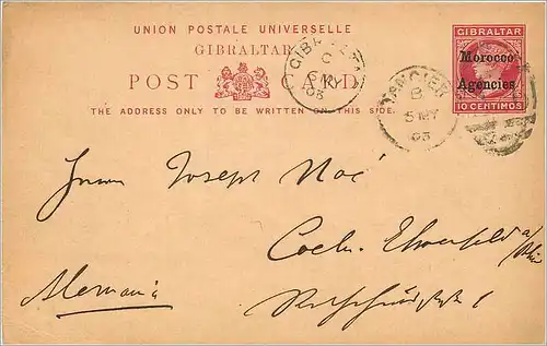 Entier Postal Postal Stationary Grande Bretagne Great Britain Maroc 1903 to Coeln Koeln