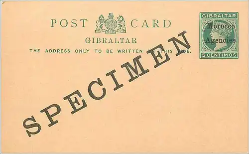 Entier Postal Postal Stationary Grande Bretagne Great Britain Maroc Specimen