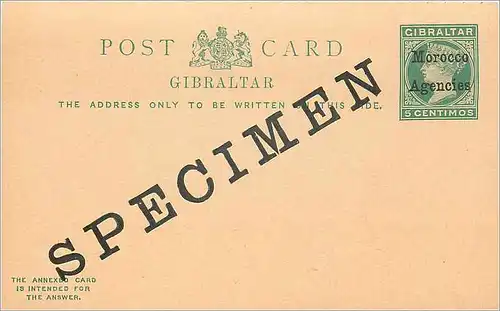 Entier Postal Postal Stationary Grande Bretagne Great Britain Maroc Specimen