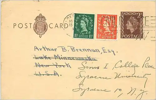 Entier Postal Postal Stationary Grande Bretagne Great Britain 2d to Syracuse