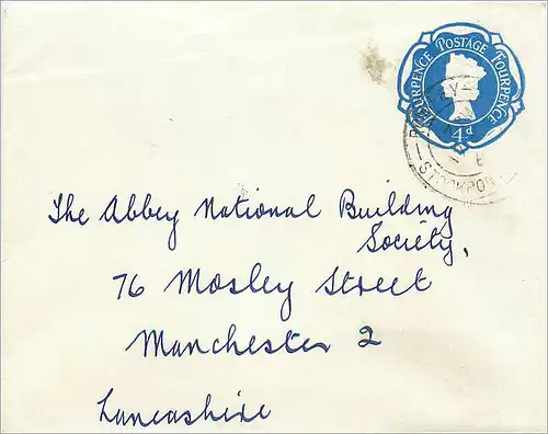 Entier Postal Postal Stationary Grande Bretagne Great Britain 4d 1966  for Manchester