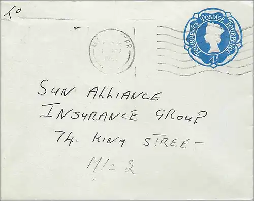 Entier Postal Postal Stationary Grande Bretagne Great Britain 4d 1966  for Manchester