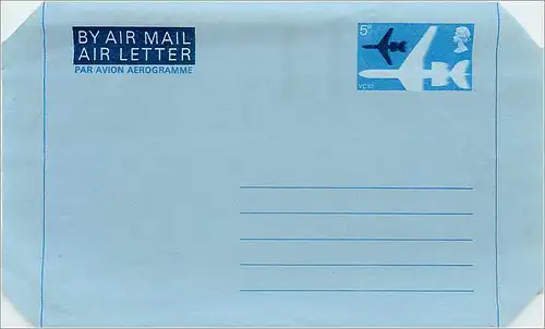 Entier Postal Postal Stationary Grande Bretagne Great Britain Machin Aerogram 5p