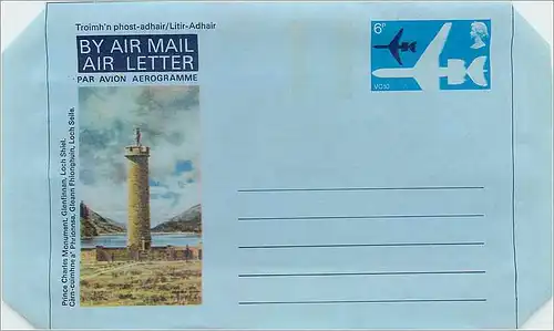 Entier Postal Postal Stationary Grande Bretagne Great Britain Machin Aerogram 6p Prince Charles monu