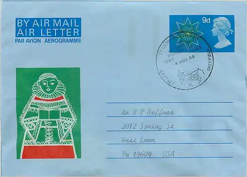 Entier Postal Postal Stationary Grande Bretagne Great Britain Machin Aerogram 9d
