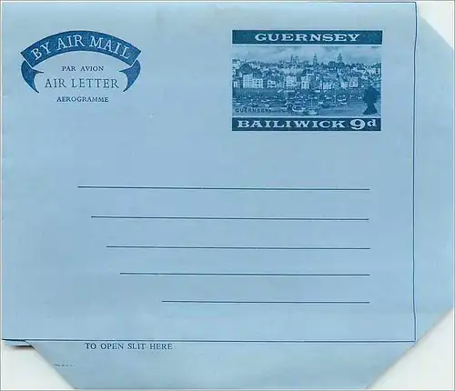 Entier Postal Postal Stationary Grande Bretagne Great Britain Guernsey 9d