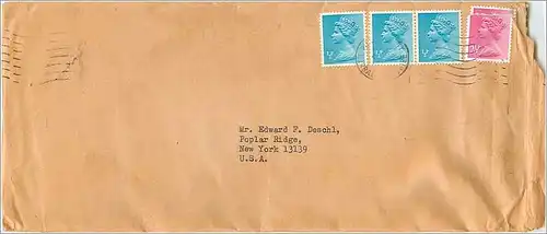 Entier Postal Postal Stationary Grande Bretagne Great Britain Machin for USA