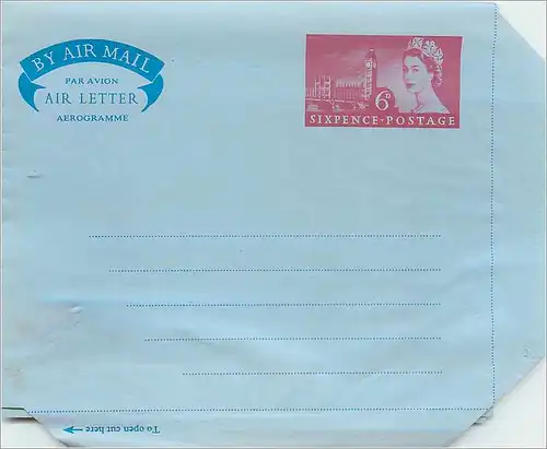 Entier Postal Postal Stationary Grande Bretagne Great Britain Aerogram 6d Salvaged Mail Prestwick 25