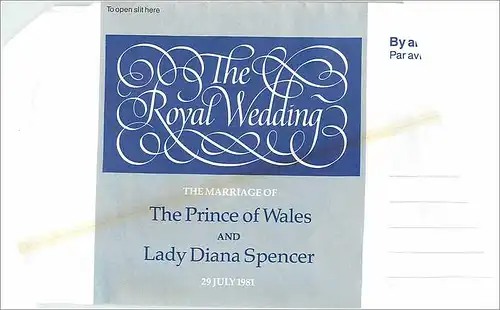 Entier Postal Postal Stationary Grande Bretagne Great Britain Machin 20p Aerogram Royal Wedding Prin