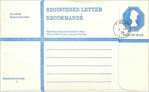 Entier Postal Postal Stationary Grande Bretagne Great Britain Machin Isle of Man 67p
