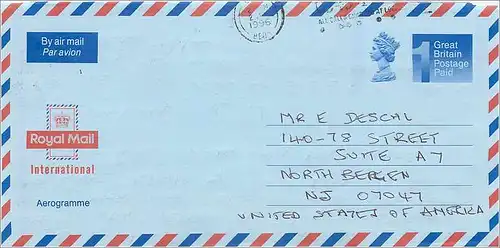 Entier Postal Postal Stationary Grande Bretagne Great Britain Machin Aerogram