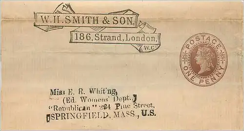 Entier Postal Postal Stationary Grande Bretagne Great Britain 1p for Springfield