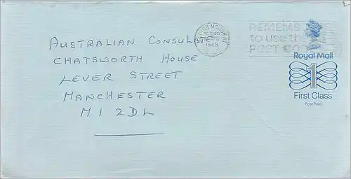 Entier Postal Stationary Great Britain Machin Australian Consulate Manchester