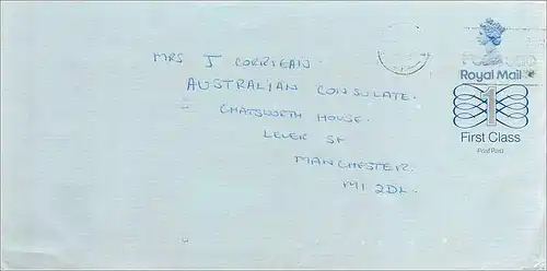 Entier Postal Stationary Great Britain Machin Australian Consulate Manchester