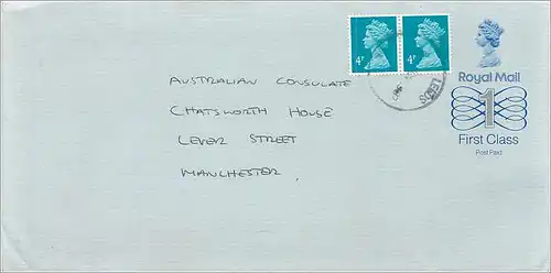 Entier Postal Stationary Great Britain Machin Australian Consulate Manchester