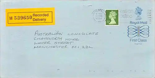 Entier Postal Stationary Great Britain Machin Australian Consulate Manchester