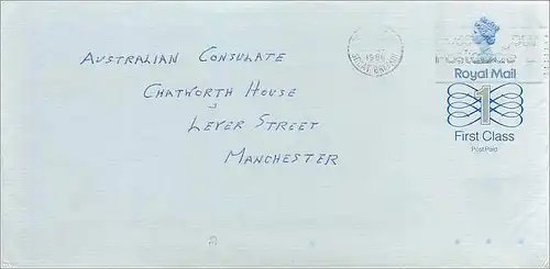 Entier Postal Stationary Great Britain Machin Australian Consulate Manchester