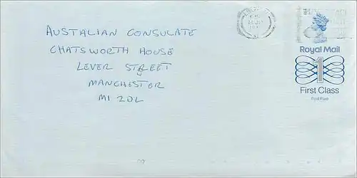 Entier Postal Stationary Great Britain Machin Australian Consulate Manchester