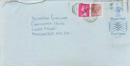 Entier Postal Stationary Great Britain Machin Australian Consulate Manchester