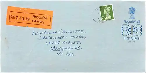 Entier Postal Stationary Great Britain Machin Australian Consulate Manchester